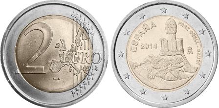 Spanien 2014 - UNESCO - Park Güell - 2 euro mønt