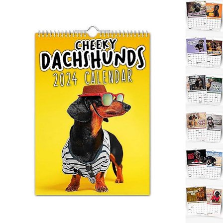 Papper 2024 Cheeky Dachshunds Kalender Nyårsgåvor Present Väggkalender Vägg De