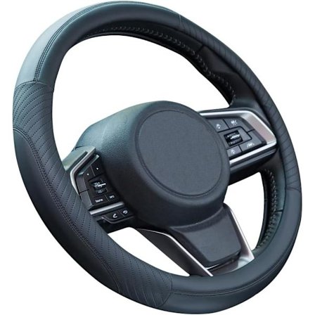 Læderratbetræk Universal Pasform 37-38 cm Anti-Slip Sort Bilratbeskytter