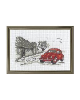 Broderikit Tavla Röd Bil