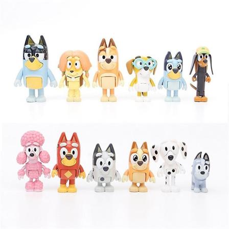 2024 12 stk/sett Bluey Hund Actionfigur Leke Tegneserie Bingo Bluey Familie og Venner Samling Modell Kake Topper Gaver