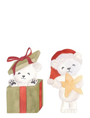 That's Mine Wallstickers Santa Bears - White - BEAR 1:19.5X 11CM;BEAR 2:19X 11CM