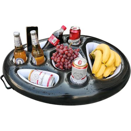 Flytande dryckeshållare, 9 håls uppfriskningsbord bricka uppblåsbar för pool strandfest flytande loung-mångsidig & bärbar serveringsbar