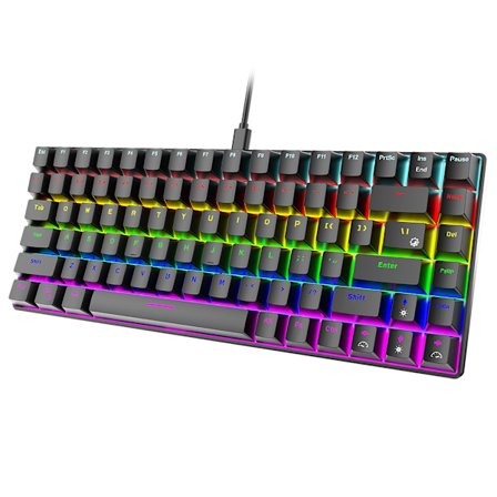 Mekaniskt Gamingtangentbord Grön/Röd Brytare 84 Tangenter USB Kabelanslutet Gamingtangentbord med 15 RGB-ljuseffekter Skrivbordsdator Gamer