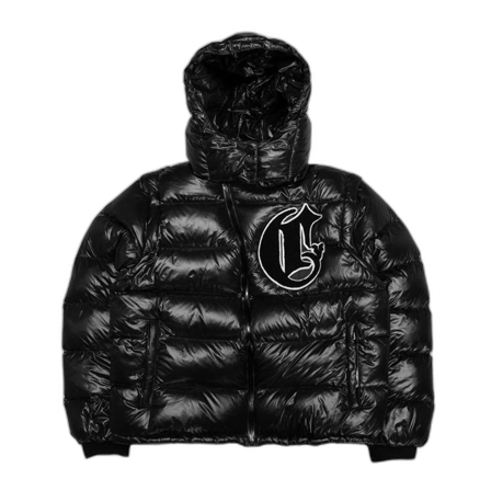 Glansig crvdae jacka med avtagbara ärmar och luva