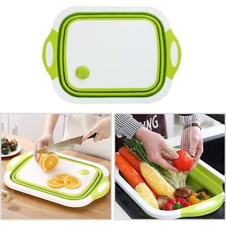 1 pakke sammenklappelig skærebræt med si 4 i 1 multifunktionelt sammenklappeligt køkkenhakkebræt vaskeskål dræningskurv med afløb