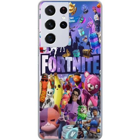 Kompatibelt Mobildeksel til Samsung Galaxy S21 Ultra 5G Fortnite kollasje Victory Royale karakterer skinner plyndre fargerik Fortnite spill design