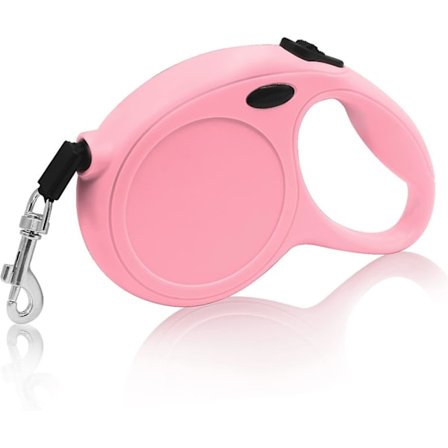 Automatisk uttrekkbar hundebånd, 16-fots oppgradert versjon med spennelås, 360 graders flokefri, enhånds brems, pause, lås. Passer for små og 