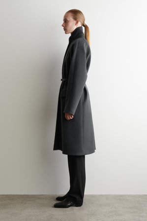 COS Women's Cappotto Sartoriale Lungo In Lana Zibellino in Grigio
