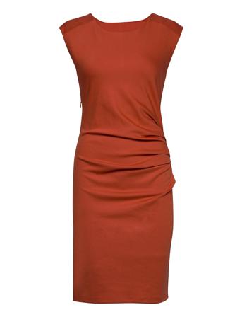 India Round-Neck Dress Knälång Klänning Röd Kaffe