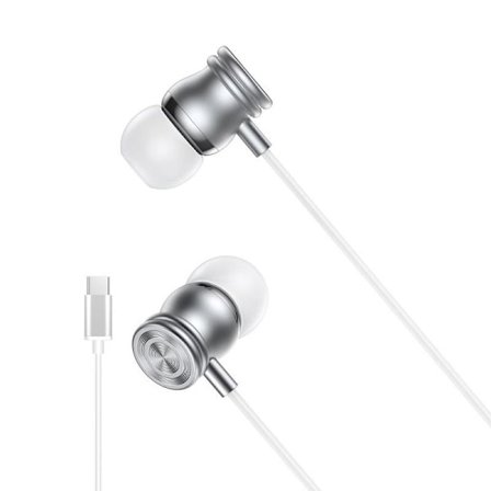 Apple iPhone 15/16/17 kompatibla USB-C In-Ear Hörlurar med Mikrofon -Silver