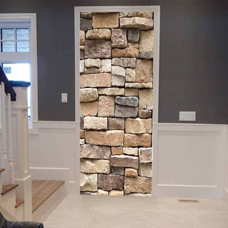 3D simuleret stenmur dørklistermærke PVC klistermærke