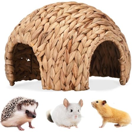 Naturligt græs marsvinehus, sikkert skjul, komfortable kaninhuse og gemmesteder, kaninhus til leg og søvn