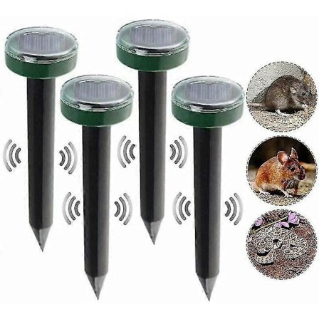 4 stk. Rpulsif De Rat Mulvarpe Rpulsif Solcelledrevet Ultralyd Rpulsif Anti-skadedyr Til Haven