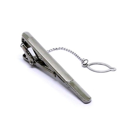 Slipsnål / slipsklemme i sølv - Matt / blank