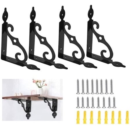 (Musta) Kiinnityskannatin - Musta - 4 kpl pakkaus - 140x110mm - Rauta - Monitoiminen