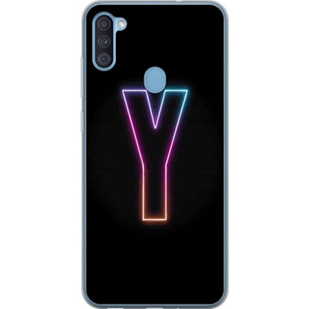 Kompatibel Mobilcover til Samsung Samsung Galaxy A11 Minimalistisk neonbogstav Y i farveskiftende lys mod sort baggrund