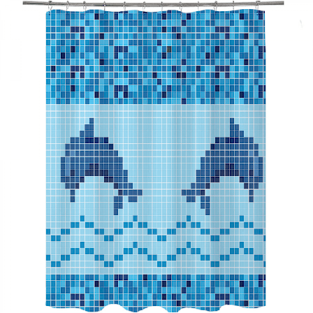 Havsmosaik Delfin Duschdraperi, 100cm*180cm