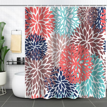 3D digitaltryckt duschdraperi med 12 krokar, 7 färger