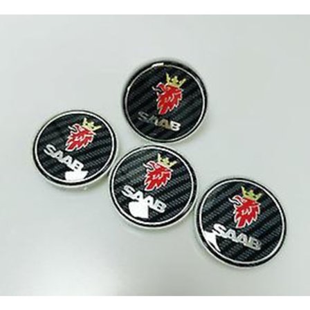 4x 63mm Blå/sort Carbon Fælg Nav Center Badge Logo Kapsler Passer Til Saab Bj Scs Saab Tilbehør