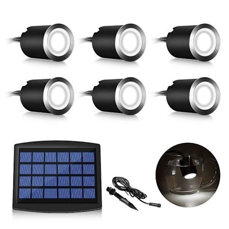 Et sett med 6 mini LED-spotlights solcelle LED-gulvlamper, 3W utendørs