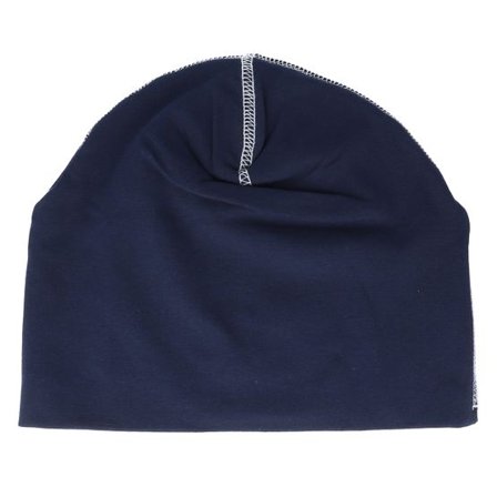 Beechfield - Blå traditionalbeanie Beanie - French Navy/White Hemsedal Cotton Beanie @ Hatstore
