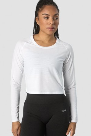 ICANIWILL - Stride Cropped Long Sleeve Wmn White - Pitkähihaiset - Naiset - Treenivaatteet ICIW:ltä