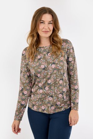 JENSEN - Langærmet T-shirt - brun mix - blomstret