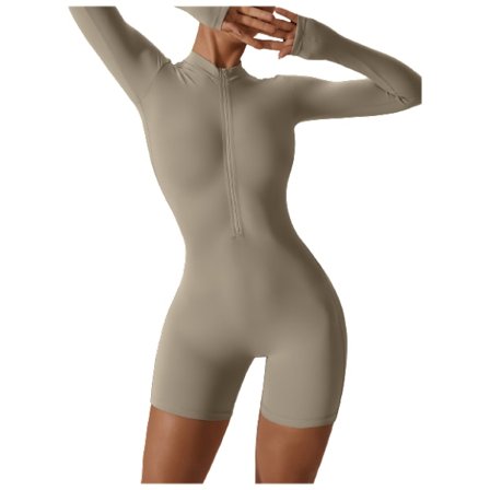 Långärmad dam med dragkedja One Piece Shorts