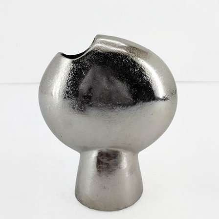 Aluminiumsvase, sølvnikkelfinish, 16x8x18 cm