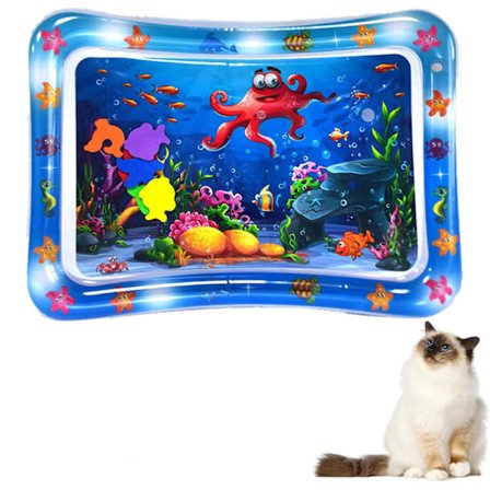 Vannlekematte for kjæledyr, kattevannmatte – Sensorisk matte 70x50 cm, avkjølende, oppblåsbar, kan fylles med vann