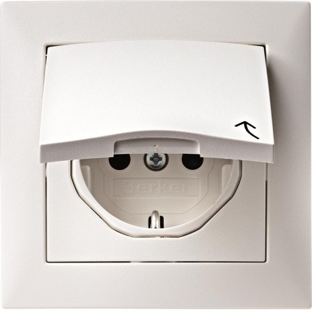 Hager 6347441919 Vägguttag 1-vägs, lucka, 16A, jordat, S1 Polarvit, Strömbrytare & vägguttag