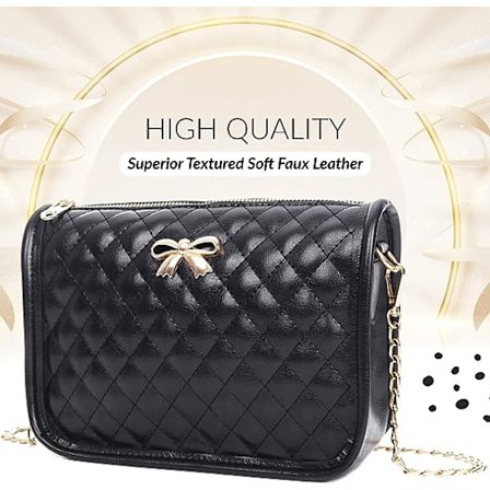 Crossbody taske til kvinder - Sød quiltet læder skuldertaske med guldkæde rem til teenagepiger - Dame clutch