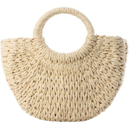 Stråväska för damer, vävd crossbody axelväska handväska satchel för sommaren