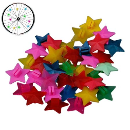 Egerdekorationer til cykelhjul - Stjerner, 36-pak