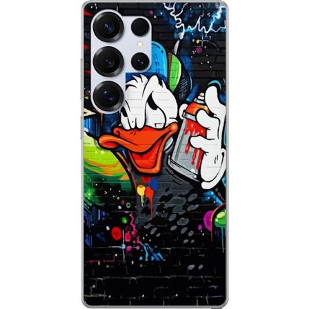 Samsung Galaxy S25 Ultra Genomskinligt Skal Kalle Anka Graffiti Disney Design Roligt Barn Motiv Färg Grafisk Populär Serie Ikonisk Disneyfigur