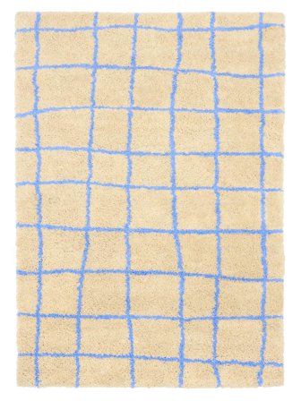 Tapis Shaggy Grid - Beige/Bleu 200X300