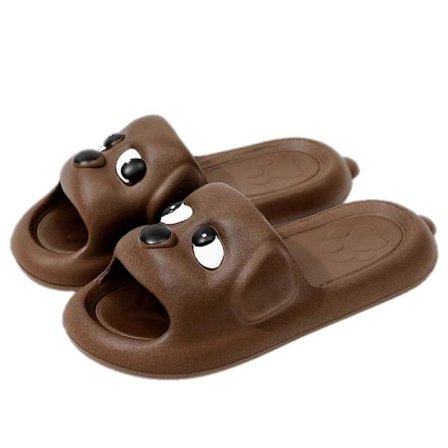 Letvægts hjemmesko med hundemønster, skridsikkert design, sommer afslappede EVA-sandaler til badeværelses- og køkkengulve, brun C