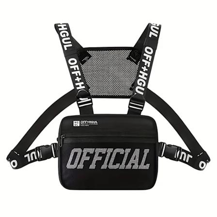 Streetwear Herre Hip-Hop Brystveske Taktisk To Remmer Bryst Rigg Vest Vesker For Reise Fotturer Utendørs Sport Black