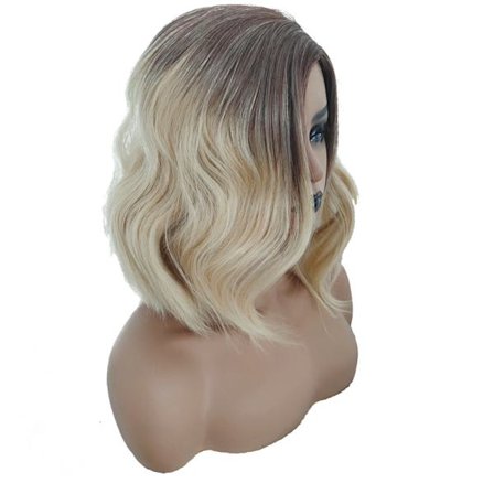 Paryk Grå Gradient Paryk Dame Farvet Kort Krøllet Hår Bølgevolumen Kemisk Fiber