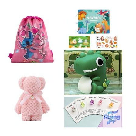 Barnegaver, bursdagsgaver, barns tidlig utdanning klistremerkebok travel bok + bjørnehåndkle, krystallkanin, dinosaurviskelær