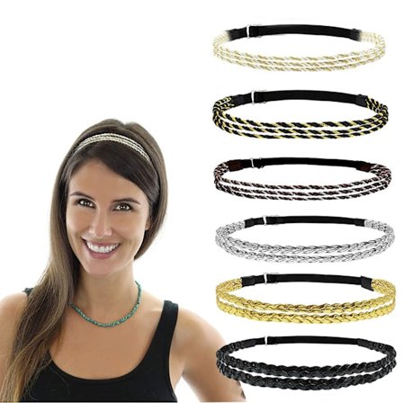 6 stk. elastiske flettede pandebånd Boho hårbånd Hippie pandebånd