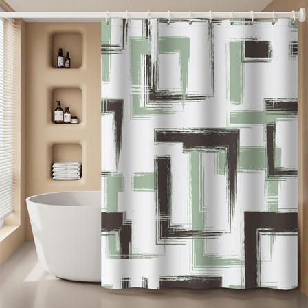Abstrakt kunstplanter Vanntett dusjforheng Anti-mugg, antibakteriell for badekar og dusj Grön 150cm*180cm