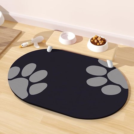 Sklisikker hundeskålmatte 40x60 cm – Absorberende skålmatte for hund og katt