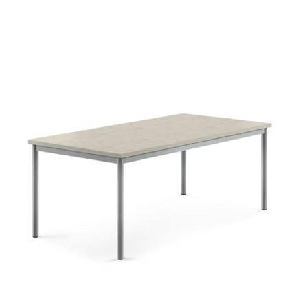 Desk SONITUS, 1600x800x600 mm, grey linoleum, alu grey