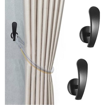 Gardinkrokar, 2-pack, Svart