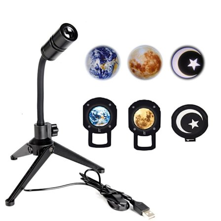 Mån-Jord Projektion LED-lampa 360 Roterande 3D Nattlampa för Heminredning Selfie Bakgrund