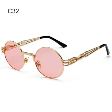 Runda Steampunk Solglasögon Metallram Solglasögon C32 C32