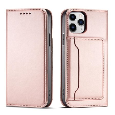 Magnet Kortveske for iPhone 12 Pro Veske Kortlommebok Kortstativ Rosa