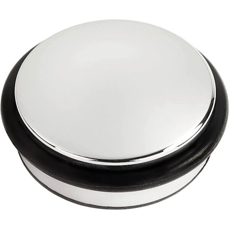Kraftig dørstopper i kromfinish | Gummistøtfanger | 10 cm diameter | Gulv | Sklisikker base | Hold dører åpne | Beskytt fotlister og vegger